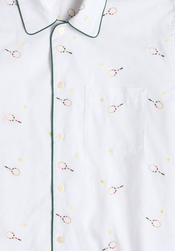 Henry Pajama Set in Tennis Embroidery